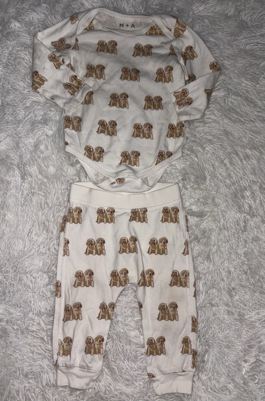 Monica & Andy Baby 9-12 Mo 2 Pc Retriever Design Set. Cute, Grt. Shape